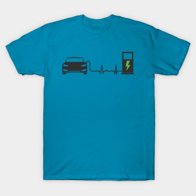 Electric Car Heartbeat T-Shirt by Fully Charged Tees